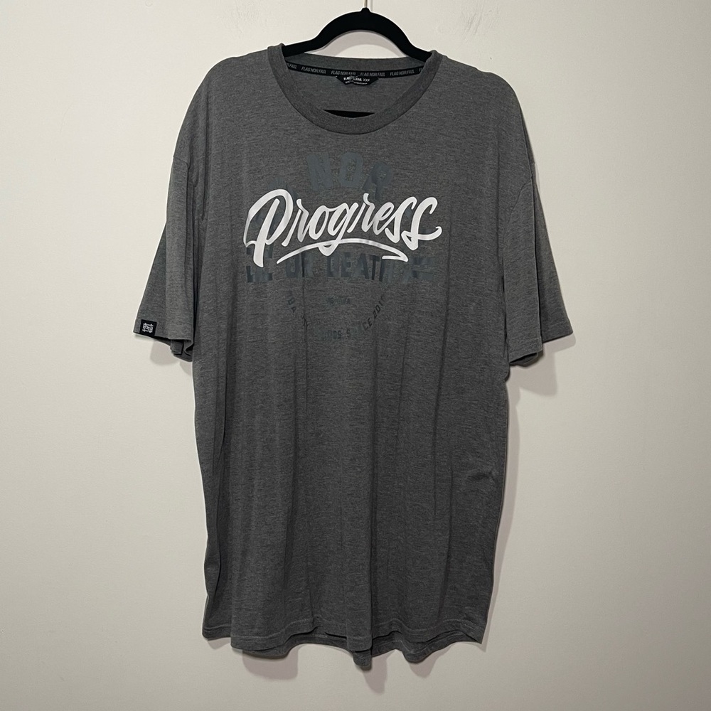 Flag Nor Fail men’s Gray “Progress or Death” Graphic performance T-Shirt Size 3X